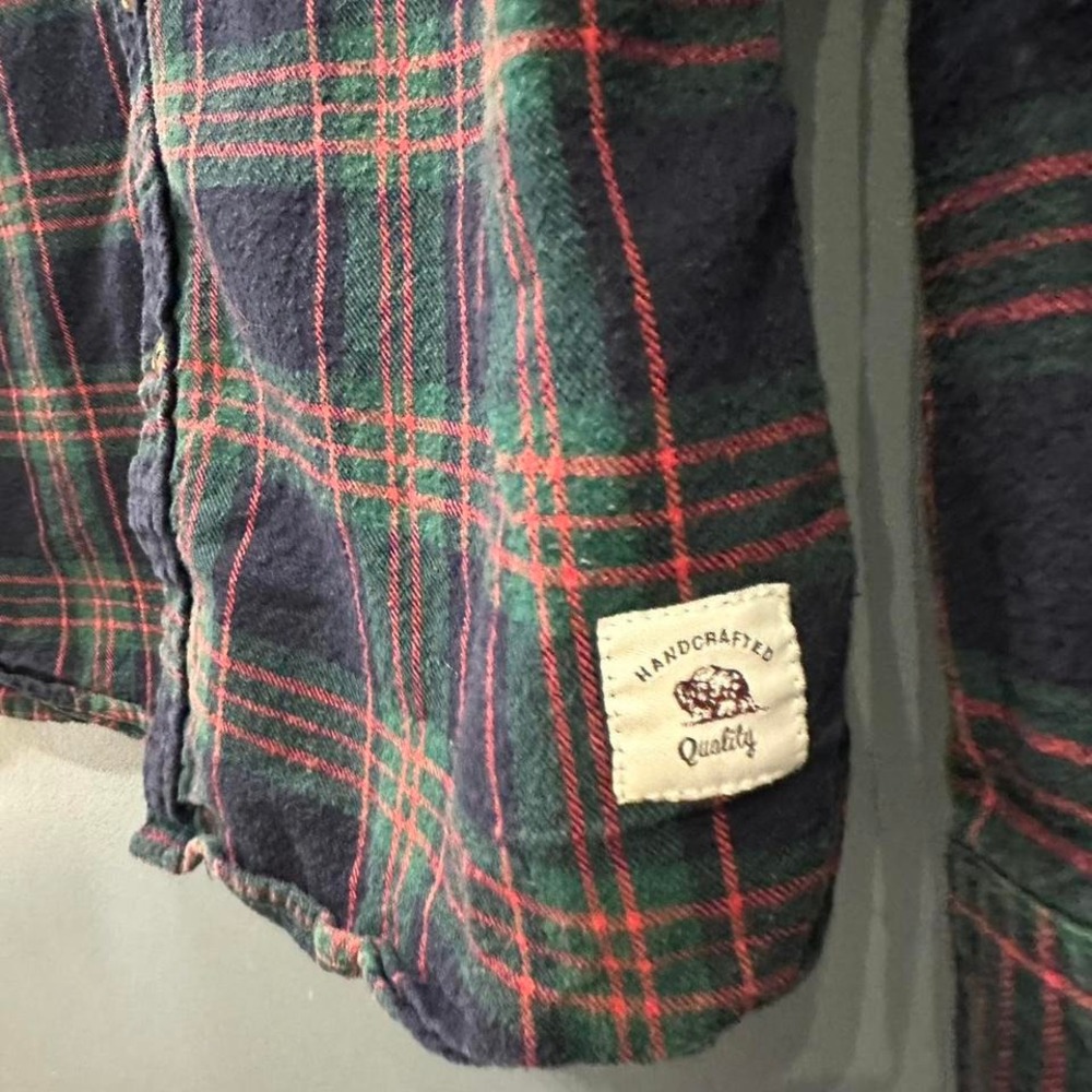 Bellfield Mens Medium Tartan Flannel Shirt Green & Red‎ Button Down - Picture 4 of 6
